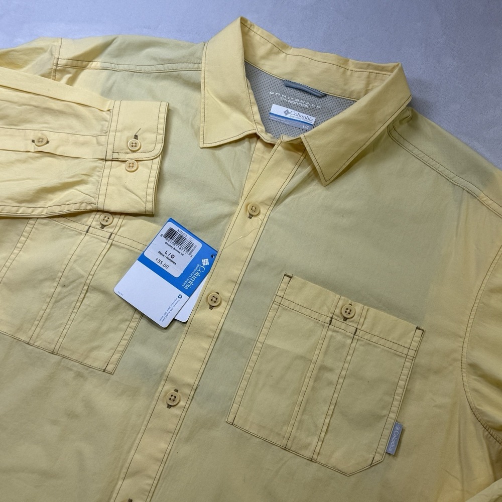 Columbia‎ Omni-Shade Smokey Brooke LS Shirt Yellow Fishing Hiking NWT L